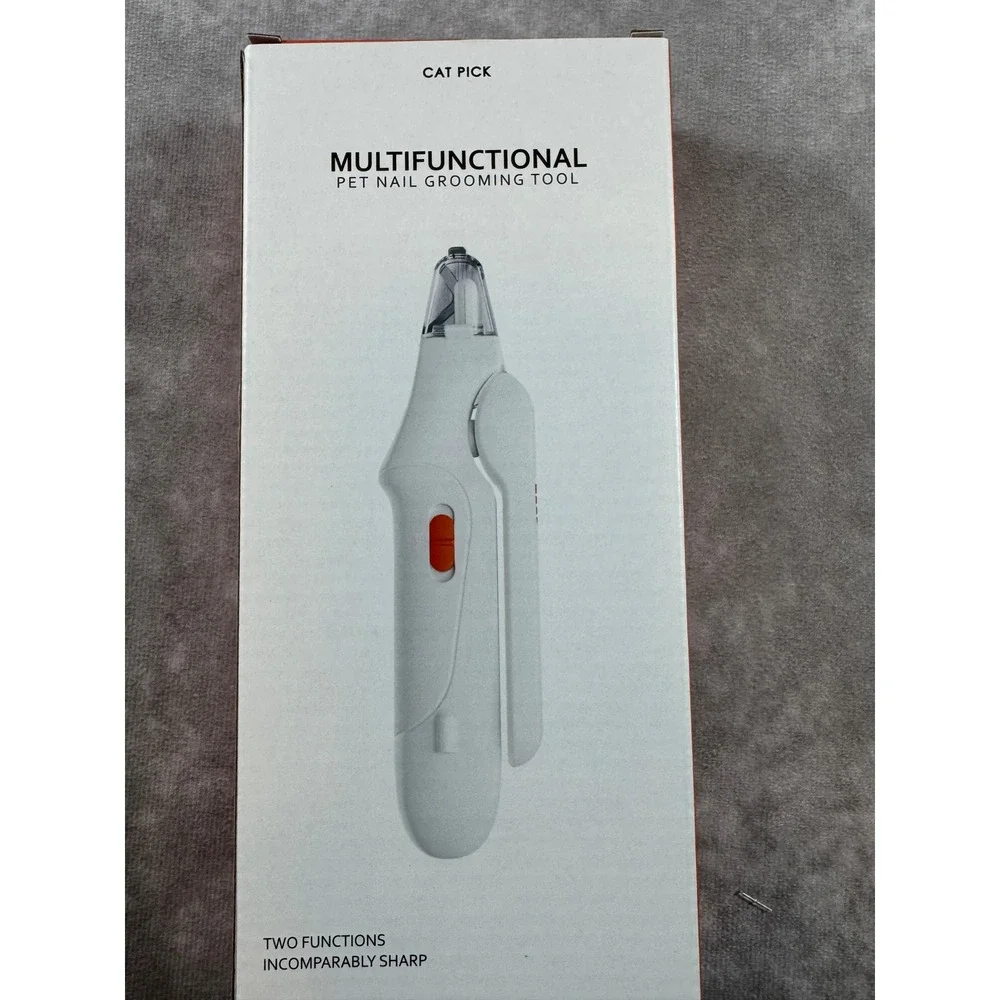 Cat Pick Multifunctional Pet Nail Grooming Tool LED Light USB Rechargeable White